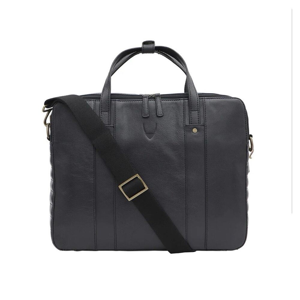 Hidesign Carnaby 03 Black Leather Zip Briefcase Laptop Computer Work Bag NEW NWT